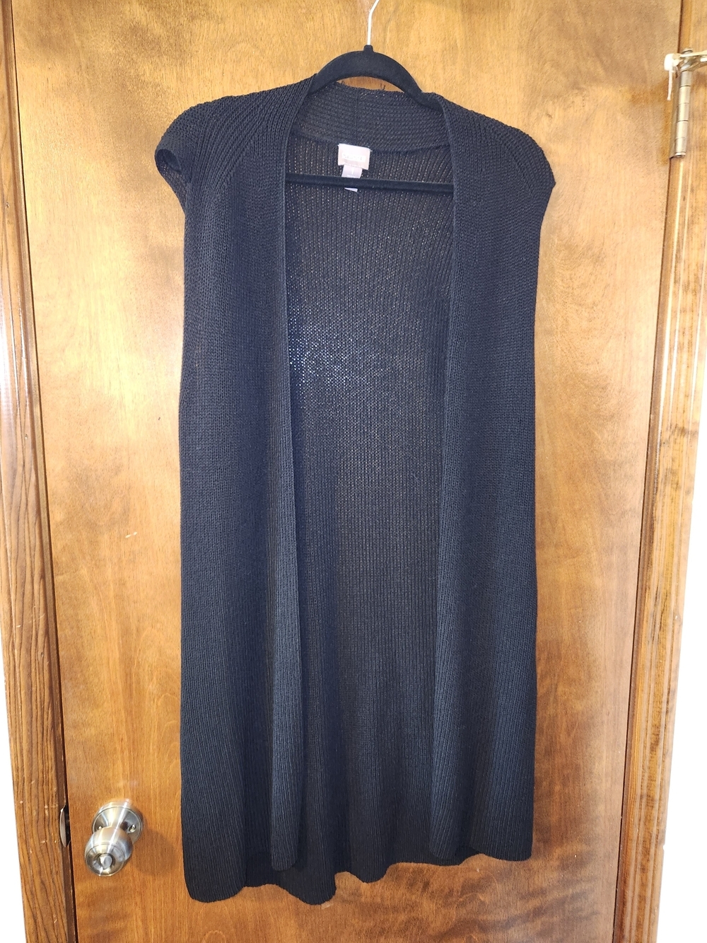 Chico's Black Longline Open-Front Sleeveless Cardigan